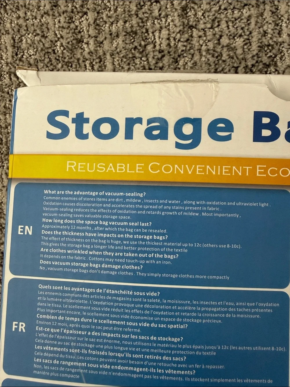 Vacuum Storage Bags - Reusable Space-Saving Set. Includes 4 Bags & Pump